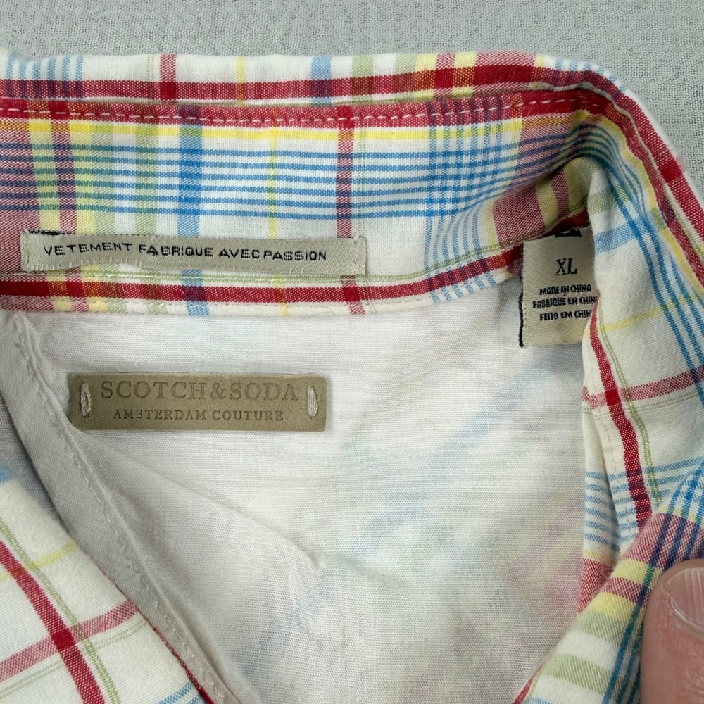 Scotch & Soda Mens XL Plaid Button Down Shirt Multicolor Check Amsterdam Couture - Picture 6 of 7